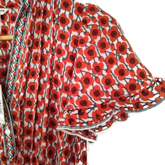 MAX STUDIO Dress Lovely Romantic Floral Persimmon print Tiered Size XS - Picture 5 of 6